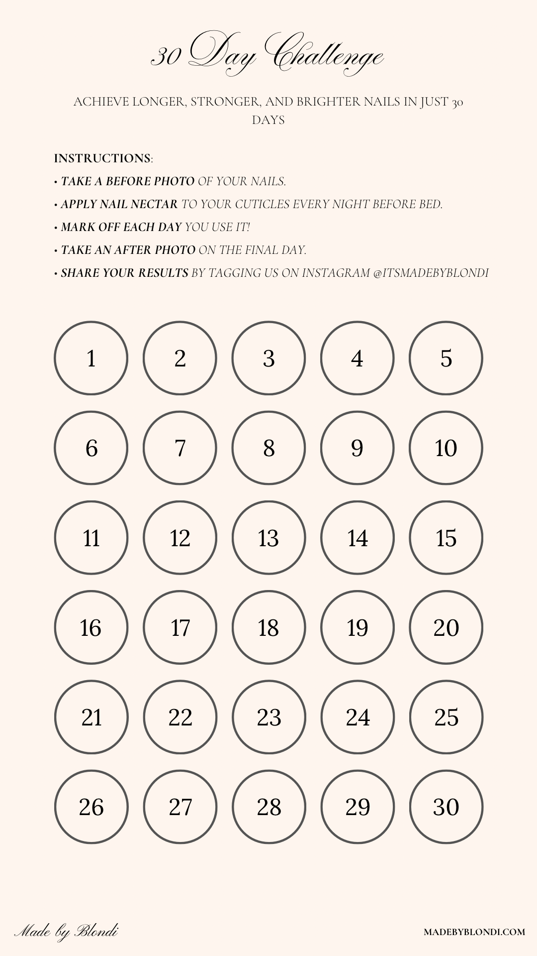 30 Day Challenge Card